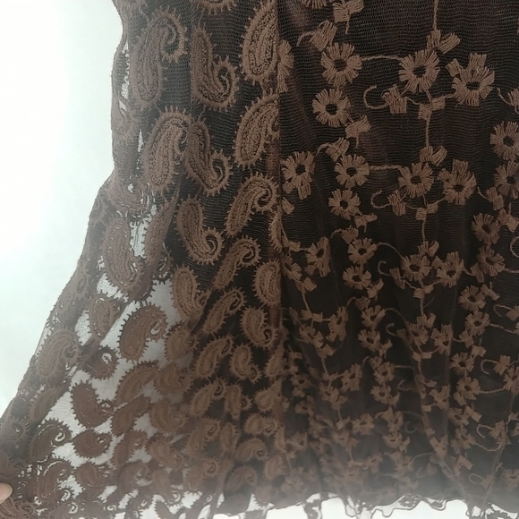 CowGirl Hardware Lace Aline Dress Women S Button Detail Empire Waist Brown - Picture 5 of 9